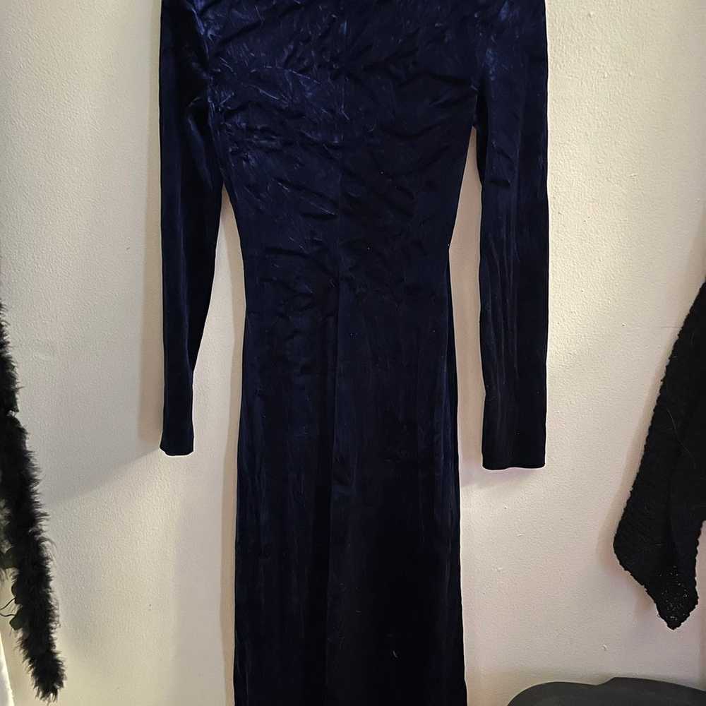 Vintage made in Italy Formal Dress Dark Blue Velv… - image 3