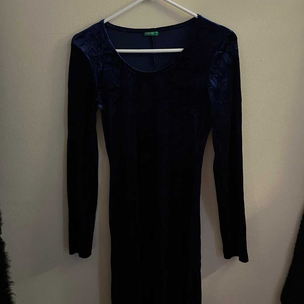Vintage made in Italy Formal Dress Dark Blue Velv… - image 5