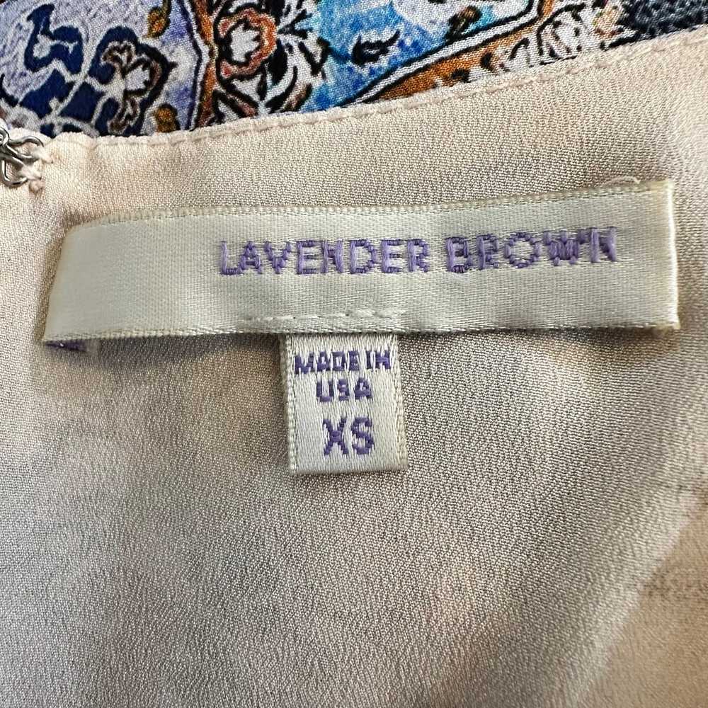 Lavender Brown Silk Floral Dress Size XS - image 11