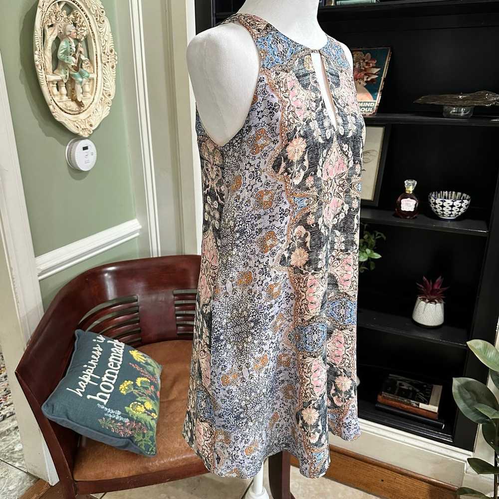 Lavender Brown Silk Floral Dress Size XS - image 3