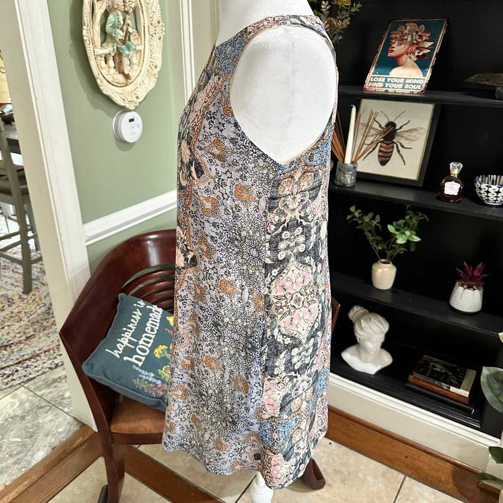 Lavender Brown Silk Floral Dress Size XS - image 5