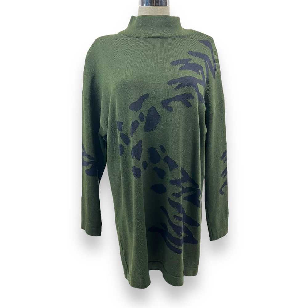 Vtg 80s ESCADA Sweater Tunic Top 100% New Wool Kn… - image 2