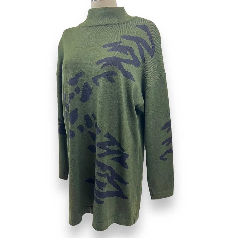 Vtg 80s ESCADA Sweater Tunic Top 100% New Wool Kn… - image 4