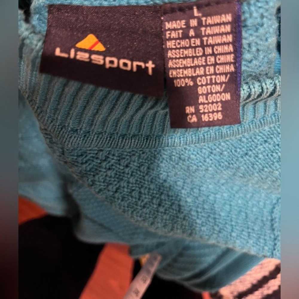 Vintage Liz Sport Blue High Neck Sweater Size: La… - image 4
