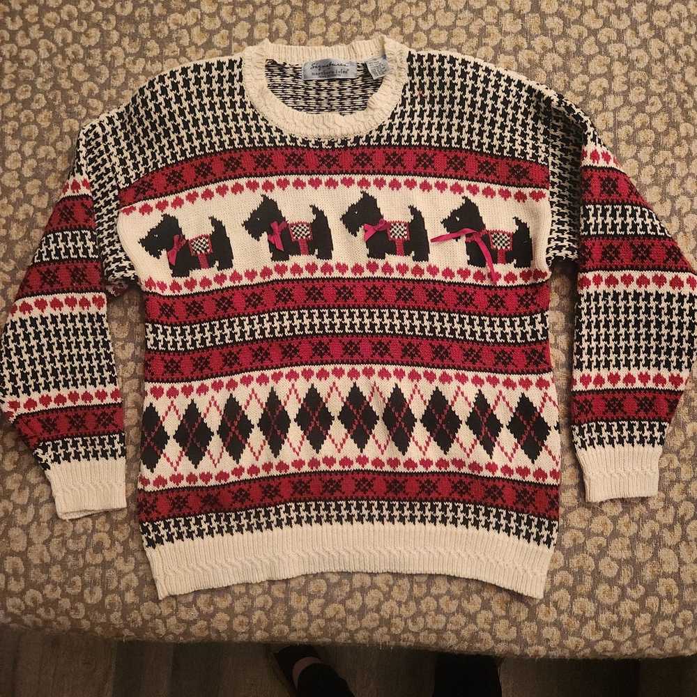 Vintage Scottie Dog Heart Sweater - image 1