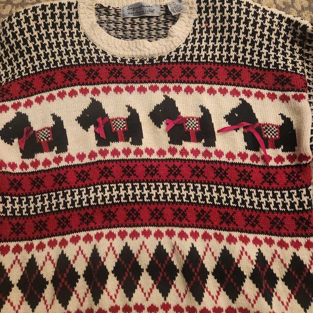 Vintage Scottie Dog Heart Sweater - image 2