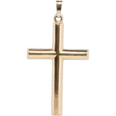 14k Cross. Simple Bar Crucifix 14k Gold Pendant. Y