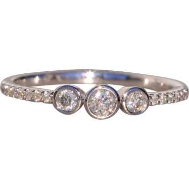 Bezel Set Natural Diamond Three Stone Ring