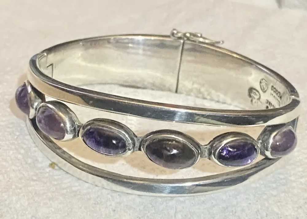 Sterling Silver and Amethyst Cuff Bracelet Mexico… - image 2