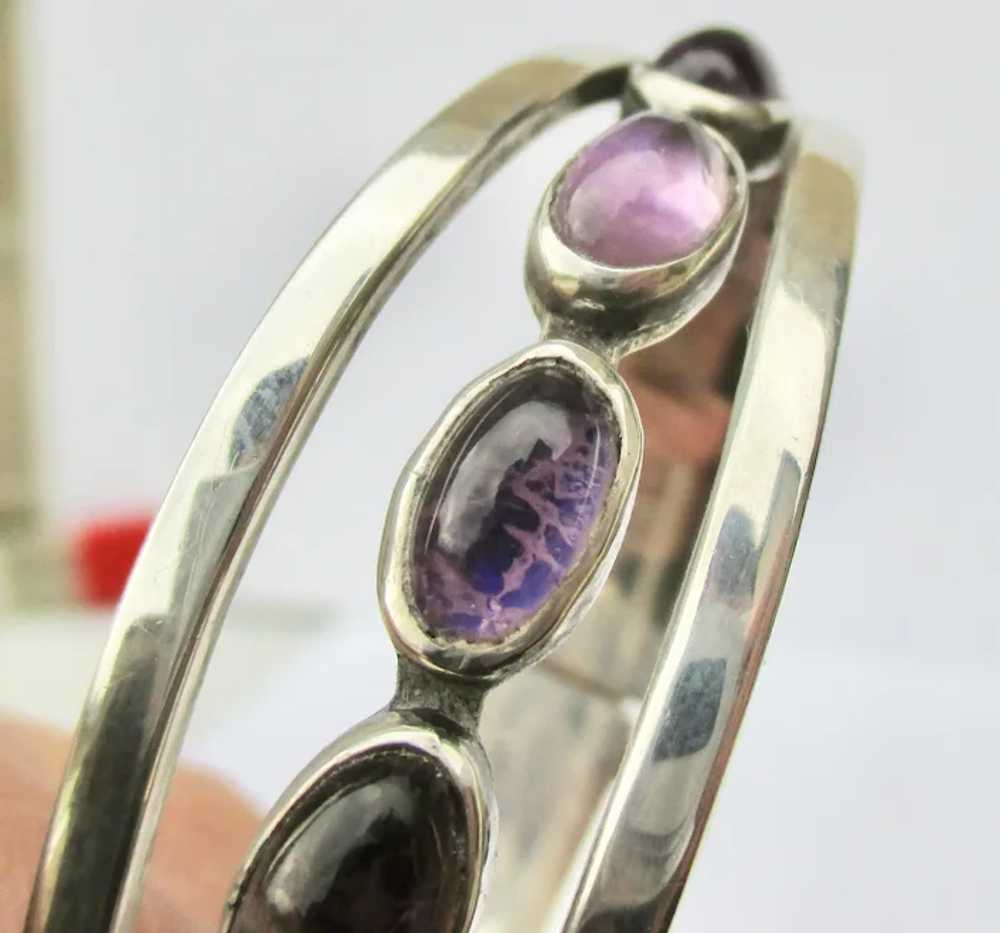 Sterling Silver and Amethyst Cuff Bracelet Mexico… - image 5