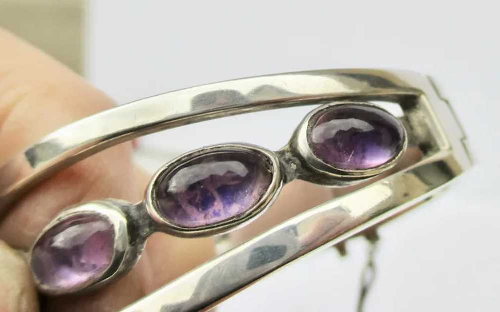 Sterling Silver and Amethyst Cuff Bracelet Mexico… - image 8