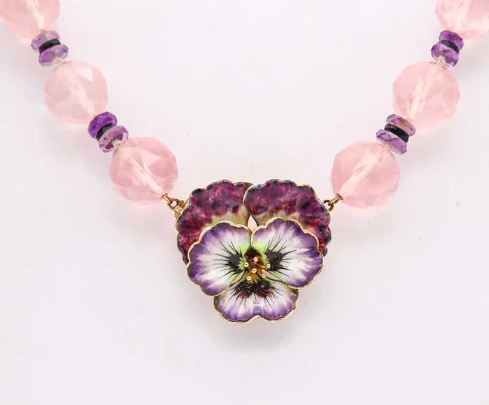 Art Nouveau 1905 Enamel Pansy Flower Necklace In … - image 6