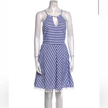 LeTart Blue and White Stripped dress with tassels