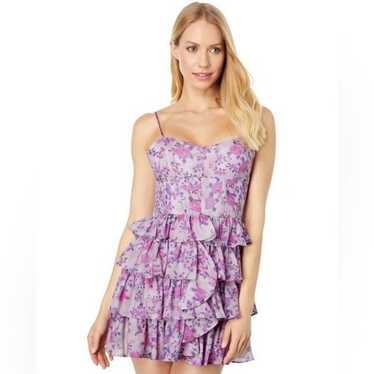 Bardot Lilac Floral Print Ruffle Mini Dress Size X