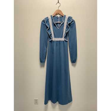 Vintage Handmade Womens Maxi Dress Size XS Blue W… - image 1