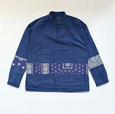 メール便不可】 BORDER SS visvim TUNIC バンダナ 3 NAVY P.O シャツ