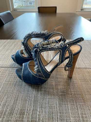 Prada Prada Denim Fringe Platform Heel