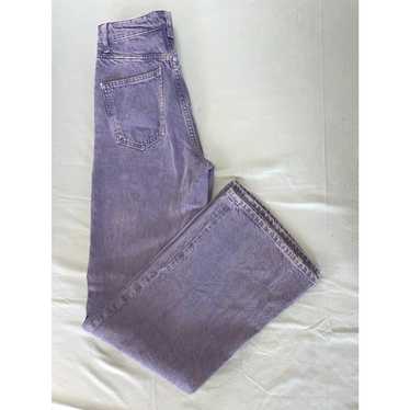 New Zara Floral Print Mini Flare Pants High Rise Trousers Light Purple  Medium