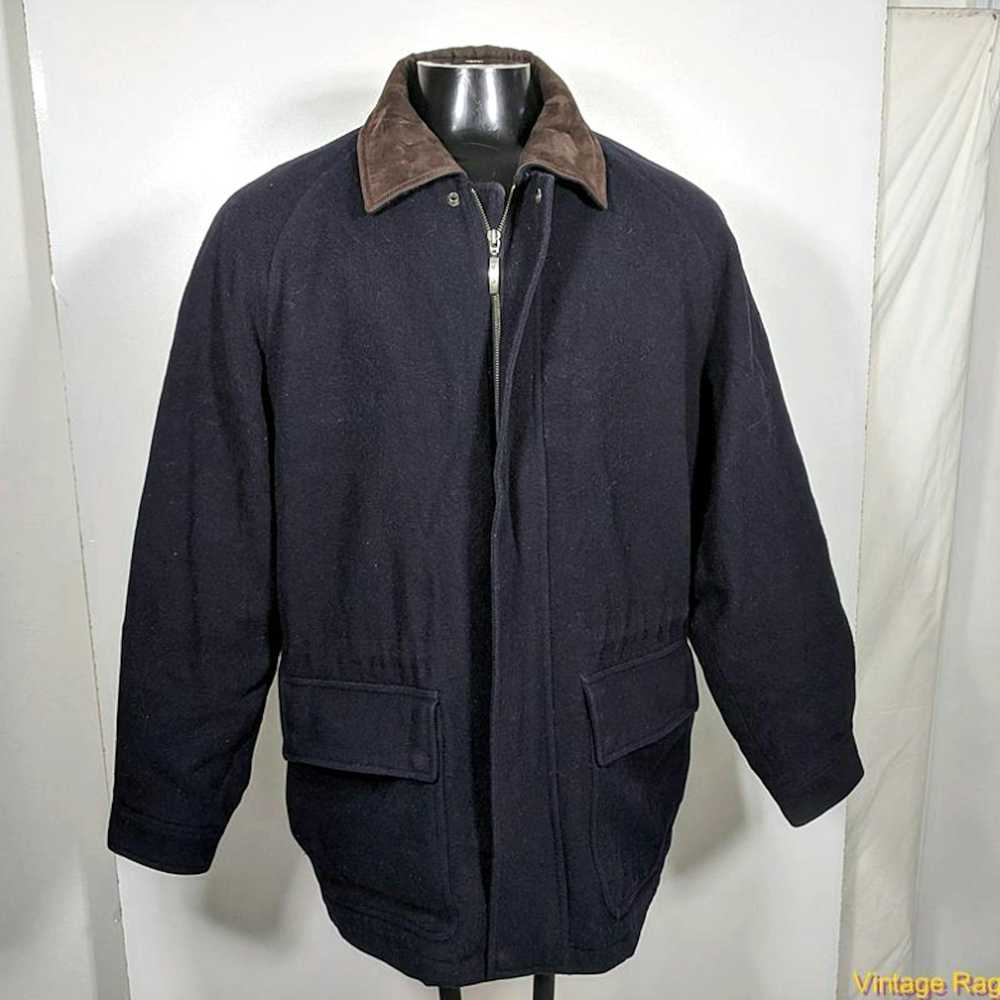 Vintage CLAIBORNE Wool Jacket Coat Mens Size L Da… - image 1