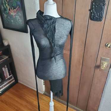 Mandula sheer black dress extra long sle - image 1