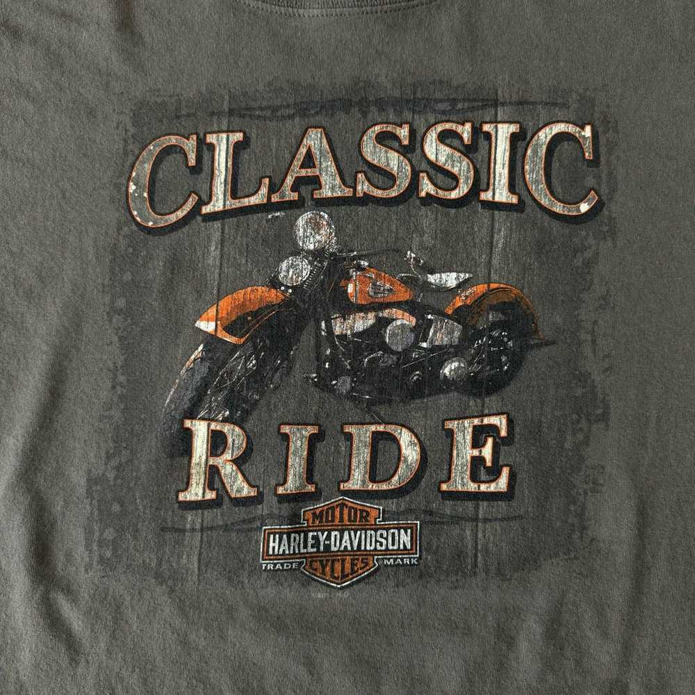 Harley Davidson Army Green Tshirt Classic Ride Tr… - image 2