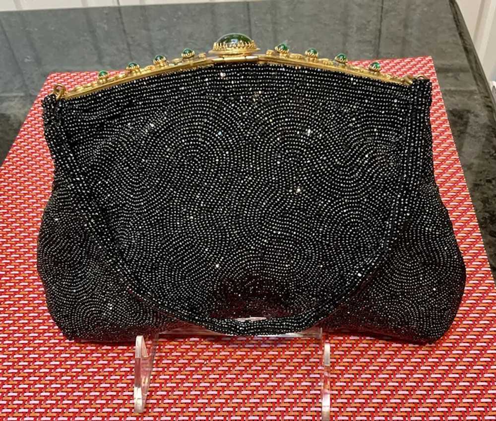 Vintage French Hand Beaded Purse with Jeweled Fra… - image 4