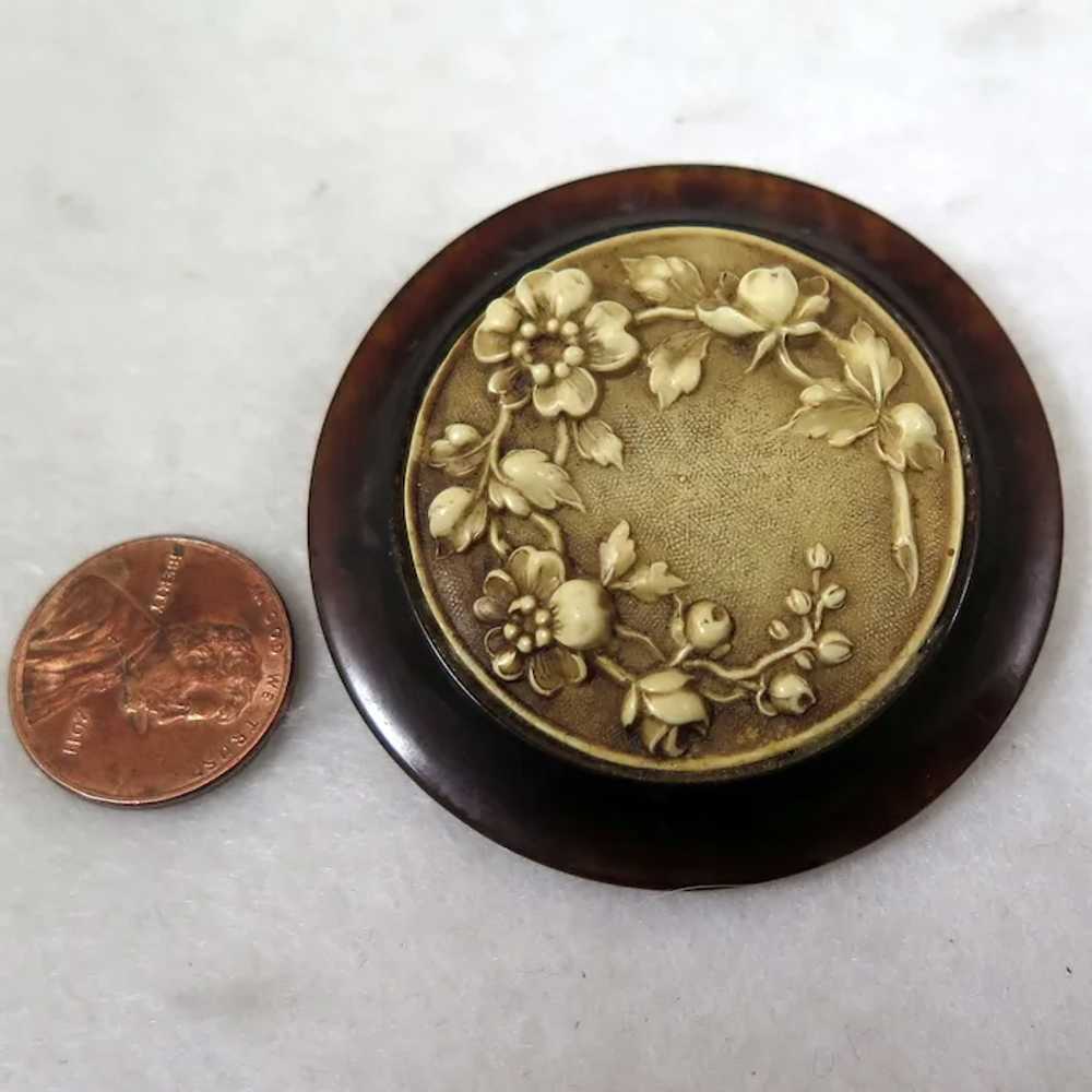 Early 1900s Celluloid Floral Brooch - image 2