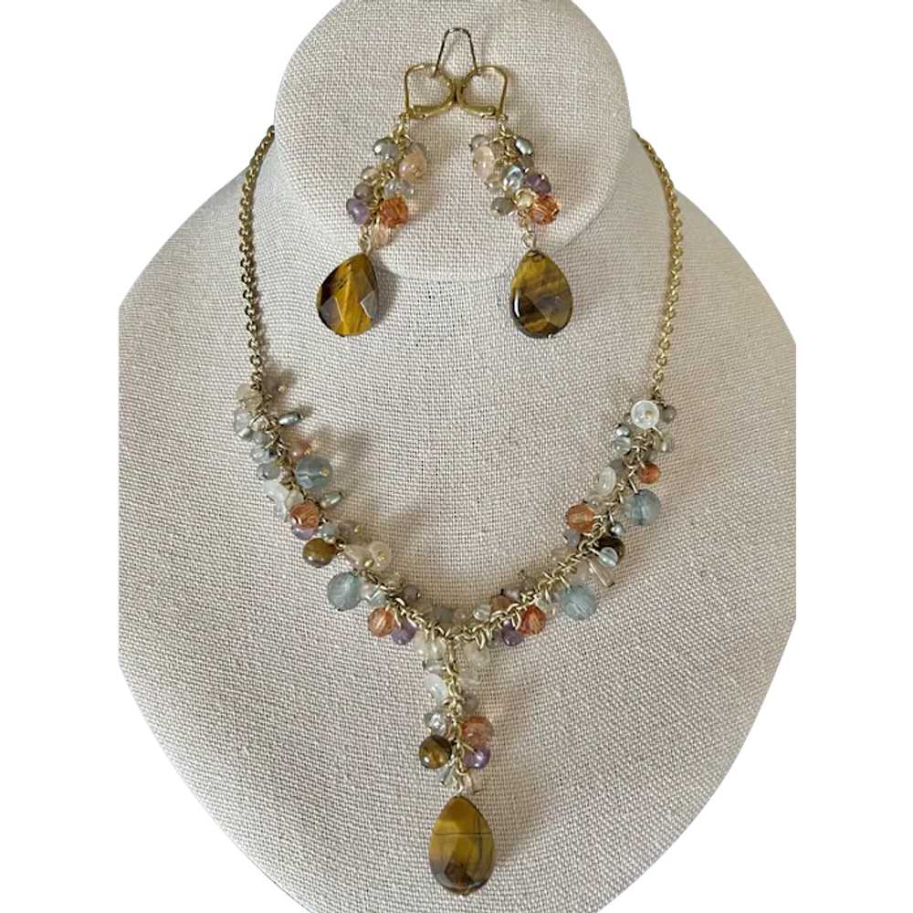 Avon Necklace & Earrings, Beaded - image 1
