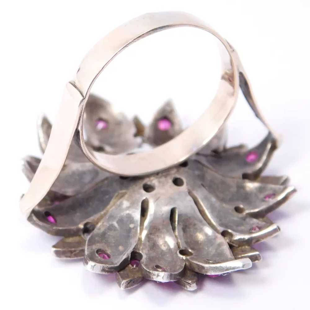 Incredible Retro Ruby Paste Ring 10K Sterling Sil… - image 6