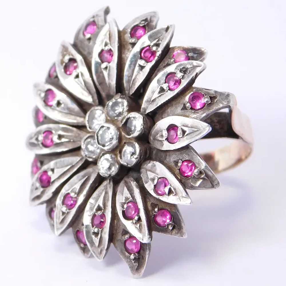 Incredible Retro Ruby Paste Ring 10K Sterling Sil… - image 7