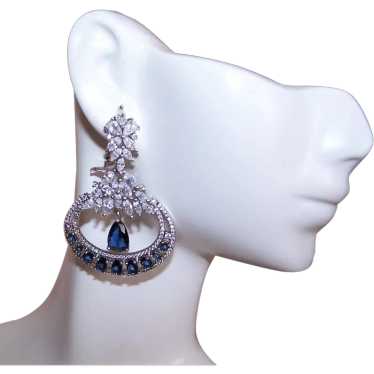 Orphan Sterling Silver Clear and Dark Blue CZ Cub… - image 1