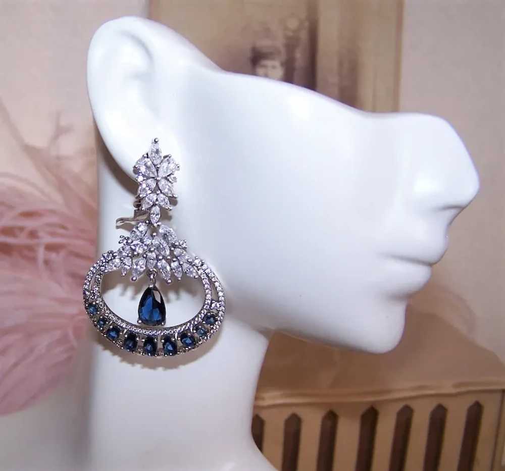 Orphan Sterling Silver Clear and Dark Blue CZ Cub… - image 3