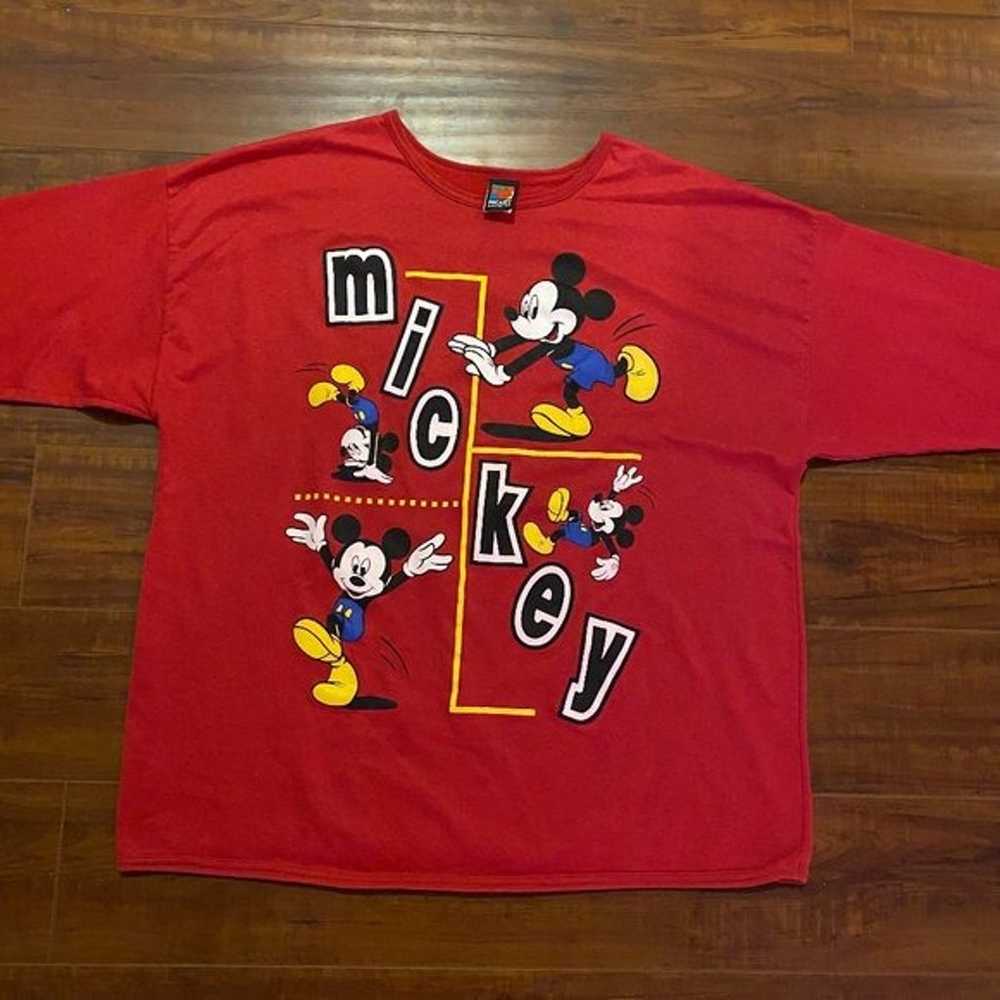 Vintage 90s Disney Mickey Mouse Big Graphic Red 3… - image 2