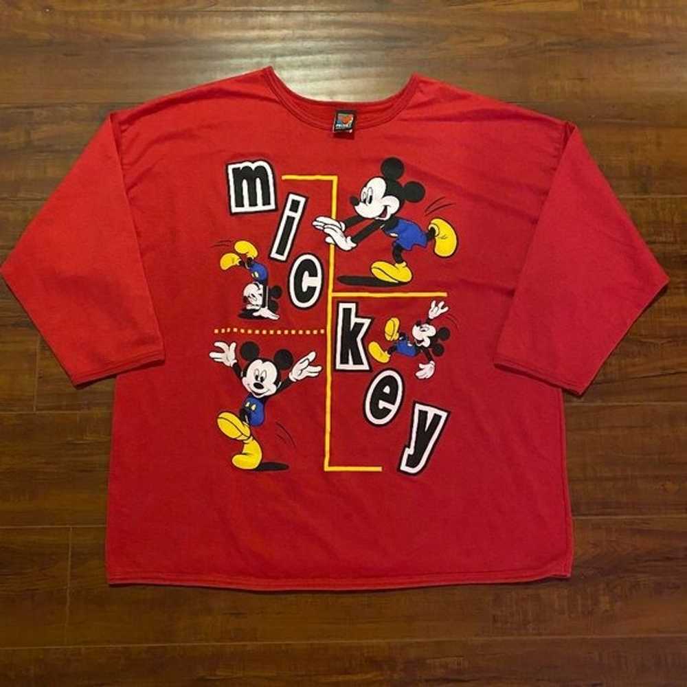 Vintage 90s Disney Mickey Mouse Big Graphic Red 3… - image 5