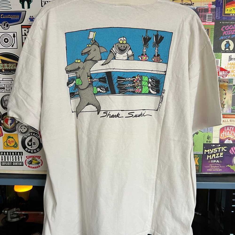 Vintage 90s Shark Sushi Crazy Shirt Hawaii Tee - image 1