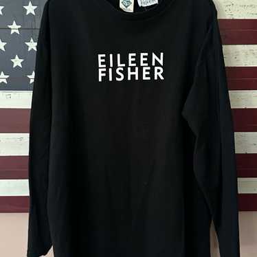 VTG 90s EILEEN FISHER Tee LARGE Spell Out Logo Si… - image 1