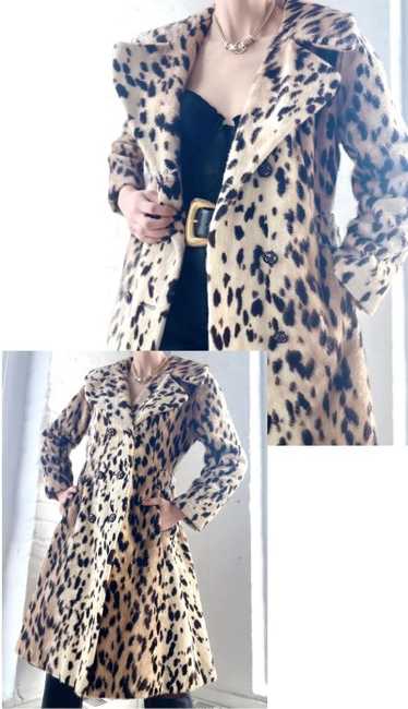 60s faux fur leopard pea coat