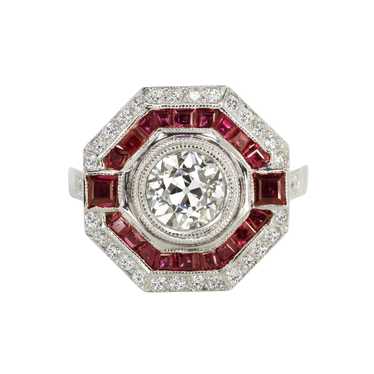 Antinori Fine Jewels Platinum Set 1.02ct Old Euro… - image 1