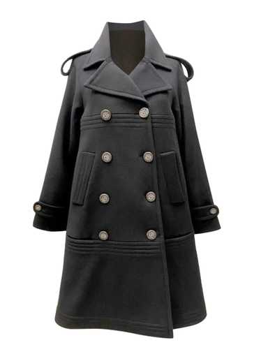 Chanel Chanel black CC button double breasted coat