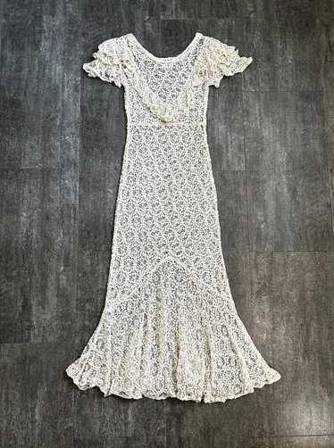 1930s lace dress . vintage spiderweb lace dress .… - image 1