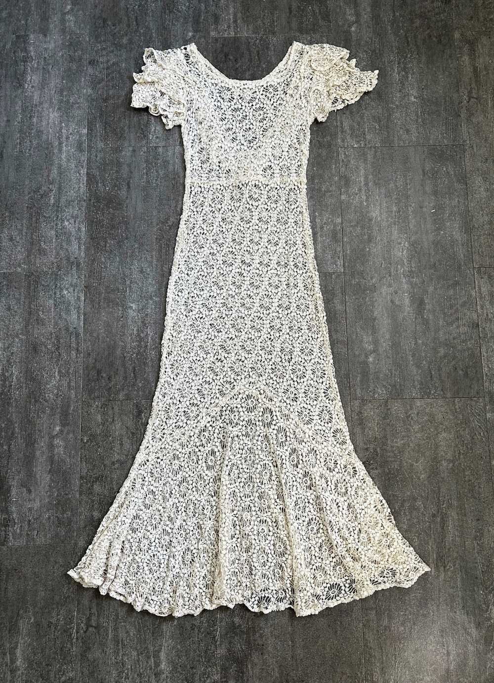 1930s lace dress . vintage spiderweb lace dress .… - image 2