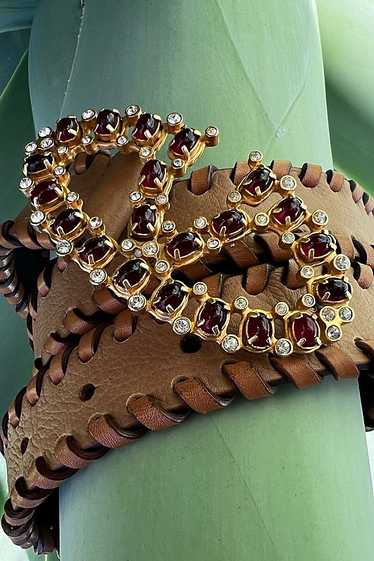 Valentino Garavani Leather Belt with Jeweled Monog