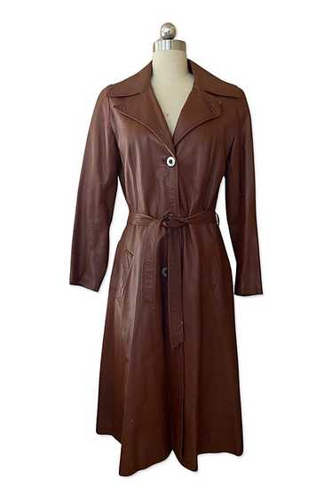 1970s Soft Leather Cognac Trench Coat Selected By 