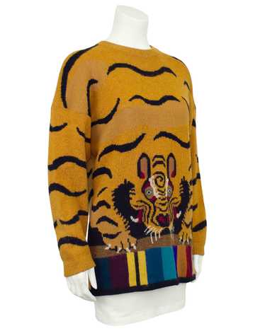 Krizia Tan Tiger Wool Sweater