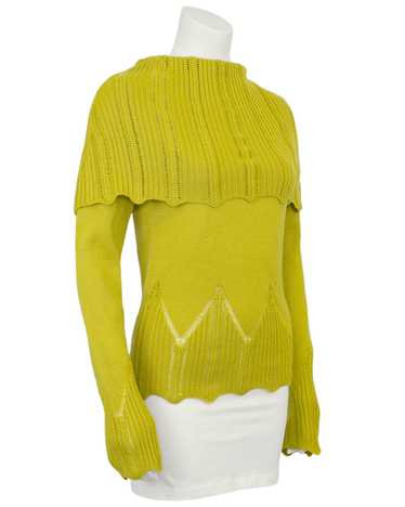 Christian Dior Chartreuse Wool Fold Over Sweater