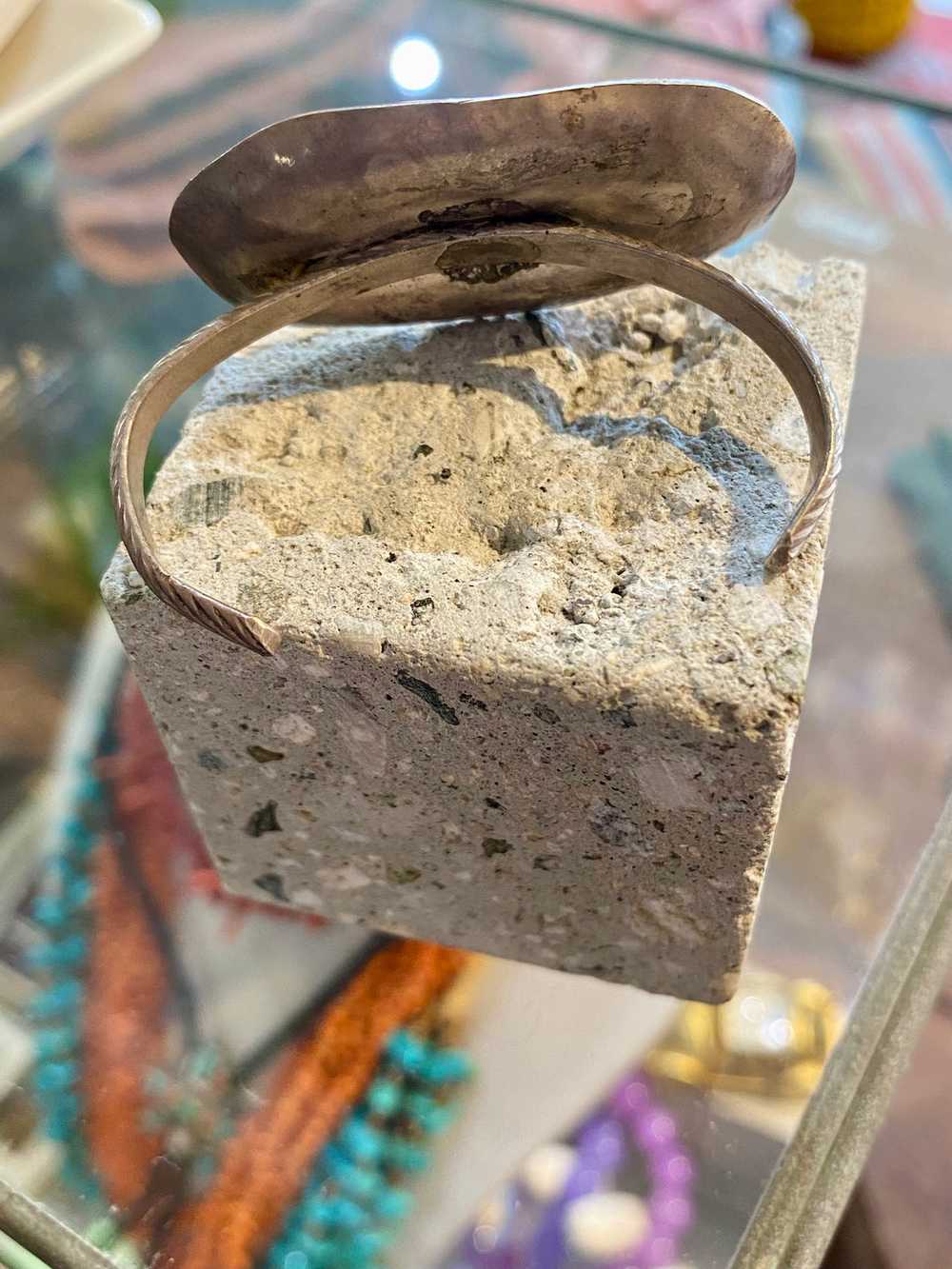 Vintage Baby Cuff Silver and Turquoise Bracelet - image 4