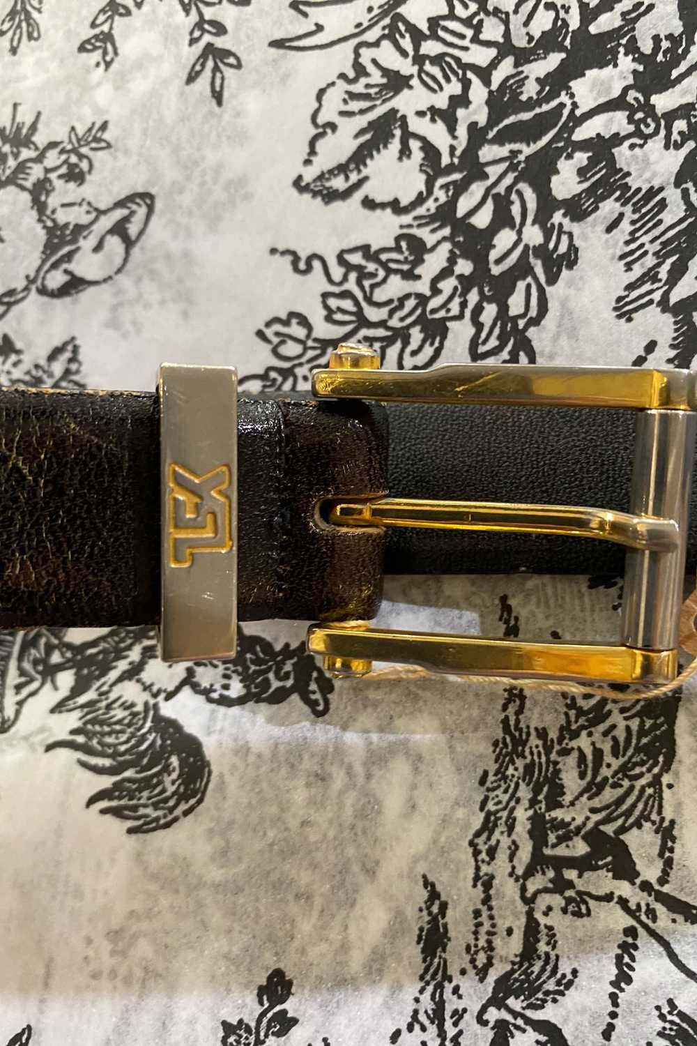 Vintage YSL Yves Saint Laurent Brown Leather Belt - image 2