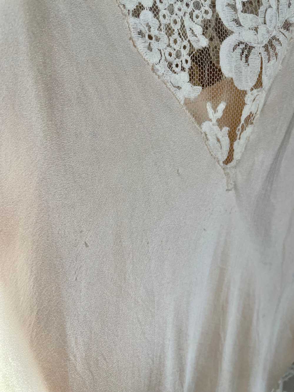 1980s Silk Slip Dress Cream Floral Lace - image 12