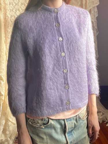 1970s Purple Mohair Cardigan Sweater Button Up Lil