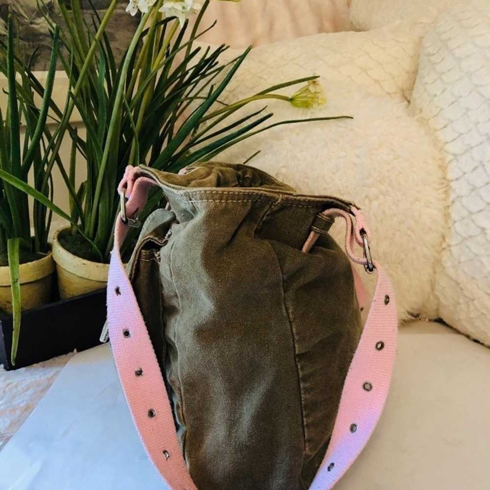 H&M Pink Brown Corduroy Tote Travel Shoulder Bag … - image 4